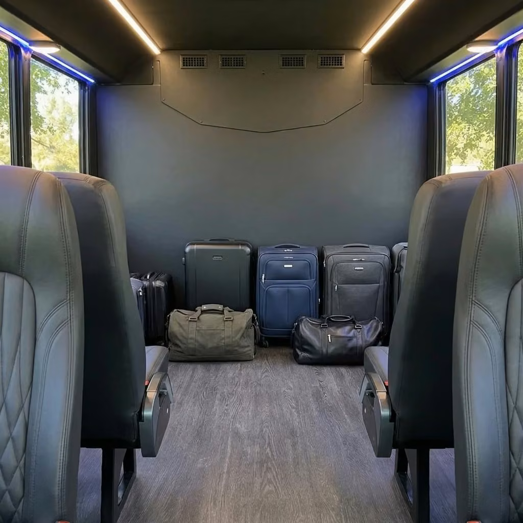 jeffersonville 20 passenger minibus luggage area