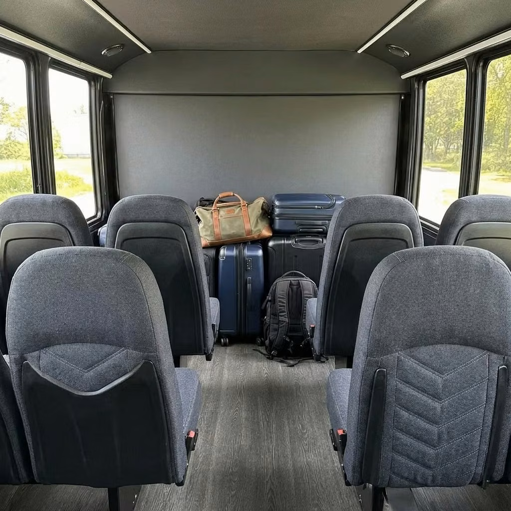 jeffersonville 25 passenger minibus luggage area