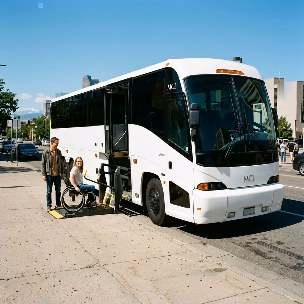 jeffersonville 56 passenger charter bus wheelchair lift