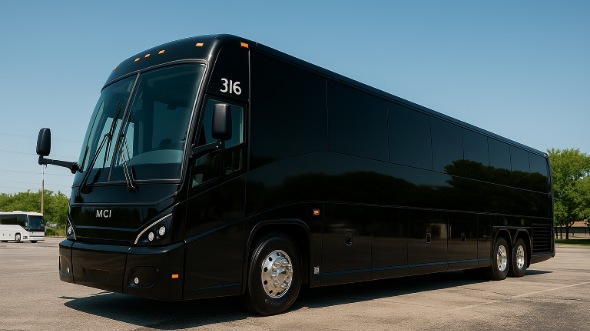 Exterior of Charter Bus Company Evansville's 55 Passenger Charter Bus in Evansville