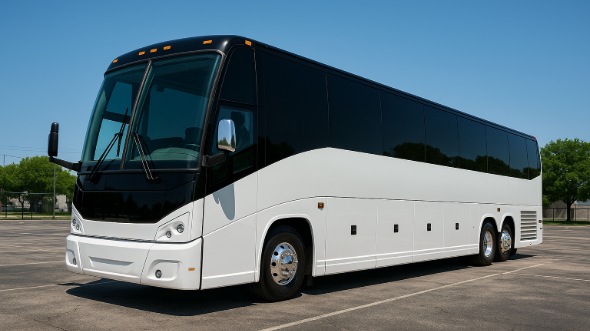 Exterior of Charter Bus Company Jeffersonville's 56 Passenger Charter Bus in Jeffersonville