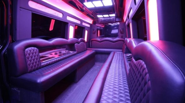 Interior of Charter Bus Company St. Louis's Sprinter Limo in St. Louis
